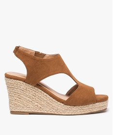 GEMO Sandales femme unies à talon compensé dessus couvrant marron standard