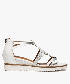 GEMO Sandales femme à talon compensé et dessus ajouré blanc standard
