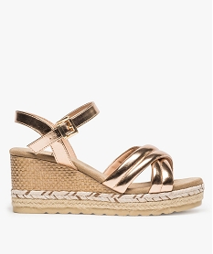 GEMO Sandales femme lanières rembourrées et talon compensé marron standard