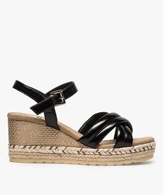 GEMO Sandales femme lanières rembourrées et talon compensé noir standard