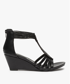 GEMO Sandales femme zippées à talon semi-compensé noir standard