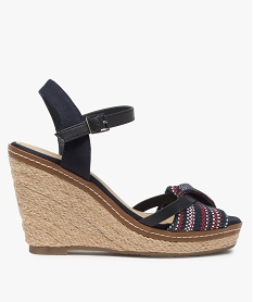 GEMO Sandales femme à talon semi compensé et bride tissée bleu standard