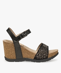 GEMO Sandales femme à talon compensé avec détails brillants noir standard