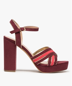GEMO Sandales femme à talon en suédine et détails métallisés rose standard