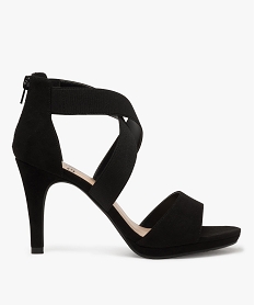 GEMO Sandales femme à talon haut et brides élastiquées noir standard