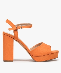 GEMO Sandales femme à talon haut et plate-forme orange standard