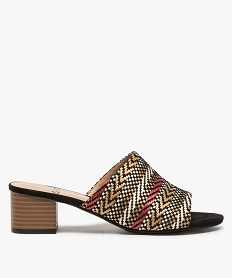 GEMO Sandales femme mules à talon avec large bandeau noir standard