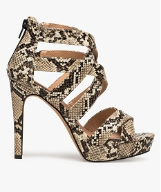GEMO Sandales femme à talon aiguille et semelle plateforme beige standard