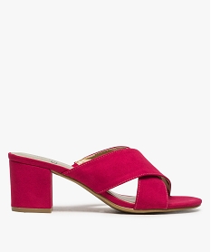 GEMO Sandales femme mules à talon unies à brides croisées rose standard