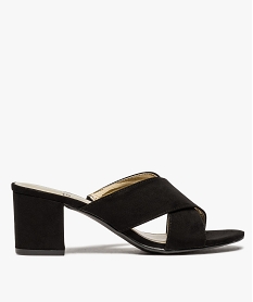 GEMO Sandales femme mules à talon unies à brides croisées noir standard