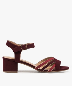 GEMO Sandales femme en suédine à petit talon carré rose standard