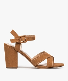 GEMO Sandales femme à talon avec brides croisées marron standard