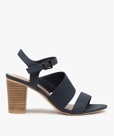 GEMO Sandales femme à talon rainuré et brides en suédine bleu standard