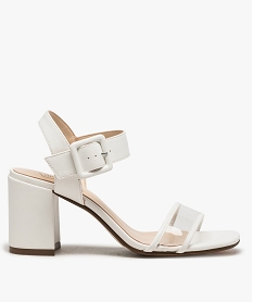 GEMO Sandales femme à talon carré et bride transparente blanc standard