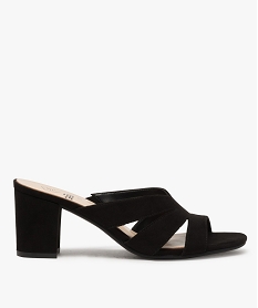 GEMO Sandales femme mules à talon en suédine unie Noir