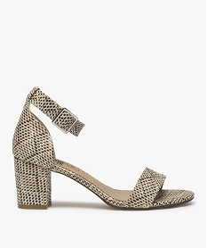 GEMO Sandales femme à talon large et bride cheville dessus suédine beige standard