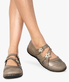 GEMO Babies femme confort avec brides scratch à fleur Brun