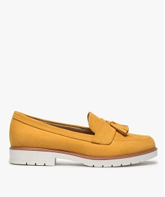 GEMO Mocassins femme à pompons et semelle crantée jaune standard