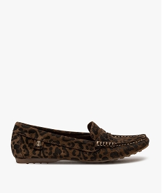 GEMO Mocassins femme en cuir uni et semelle à picots 8587