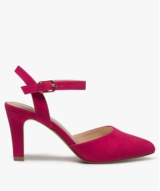 escarpins femme a talon en suedine unie et bride rose escarpinsA360601_1