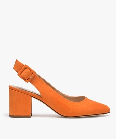 GEMO Escarpins femme unis à talon carré et contrefort ouvert Orange