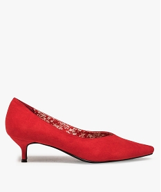 GEMO Escarpins femme unis en suédine avec bout pointu rouge standard