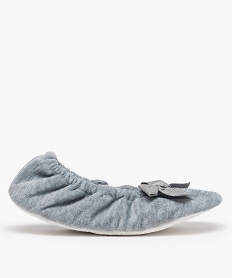 GEMO Chaussons fille ballerines souples en velours ras Gris