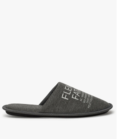 GEMO Chaussons homme mules à message  Flemme fatale Gris