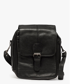 GEMO Pochette homme avec dessus cuir et bandoulière Noir