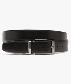 ceinture homme dessus cuir avec boucle metallique rectangle noir standardA393301_1