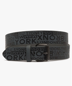 GEMO Ceinture homme avec inscriptions et boucle en métal vieilli Noir