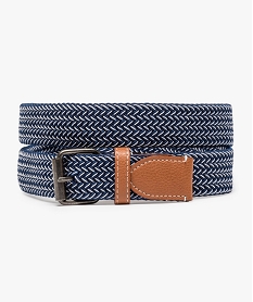 GEMO Ceinture homme bicolore tressée élastique Bleu