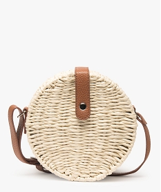 GEMO Sac femme rond en paille avec bandoulière Beige