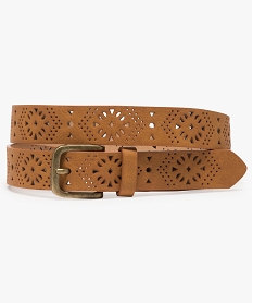 GEMO Ceinture femme en matière ajourée avec boucle en métal vieilli Brun