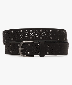 GEMO Ceinture femme avec perforations et oeillets métalliques Noir