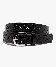 GEMO Ceinture femme avec perforations fantaisie noir standard