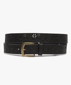 GEMO Ceinture femme à motifs fleuris perforés Noir