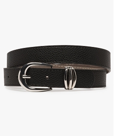 GEMO Ceinture grainée avec boucle métallique et passant fantaisie Noir