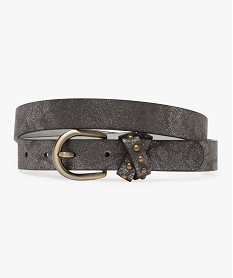 GEMO Ceinture femme brillante avec boucle en métal vieilli Gris