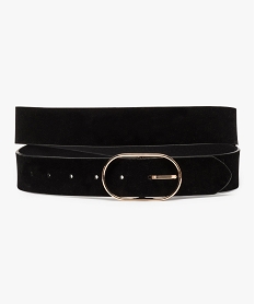 GEMO Ceinture femme au toucher velours avec boucle métallique ovale Noir