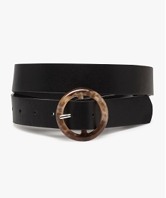 GEMO Ceinture femme large à boucle ronde contrastante Noir