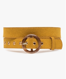 ceinture femme en velours a boucle ronde jauneA411801_1