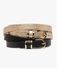 GEMO Ceinture femme fine unie (lot de 2) Noir