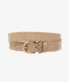 GEMO Ceinture femme avec petits clous métalliques Beige