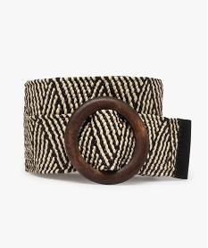 GEMO Ceinture femme tressée bicolore avec boucle ronde Noir