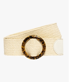 GEMO Ceinture femme tissée élastique avec boucle ronde Beige