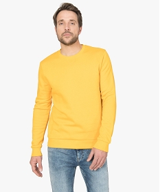 sweat homme molletonne contenant du coton bio jaune sweatsA413101_1