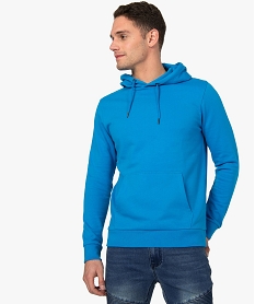 sweat homme a capuche avec poche kangourou bleu sweatsA413501_1