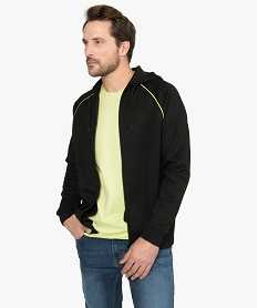 GEMO Sweat homme à capuche avec fermeture et poches zippées noir standard