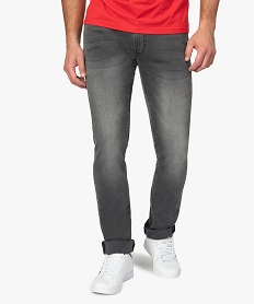 GEMO Jean homme slim stretch taille haute délavé Gris